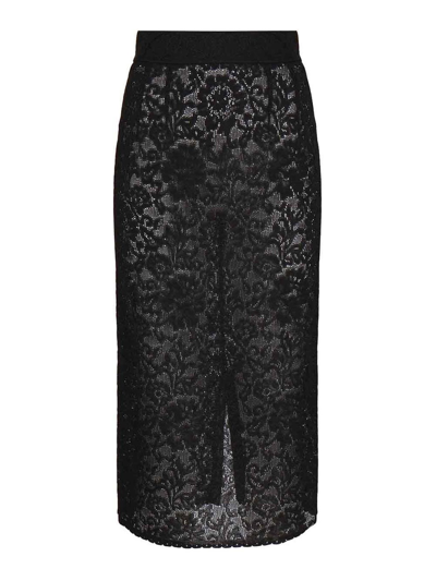 Dolce & Gabbana Lace Midi Skirt In Black