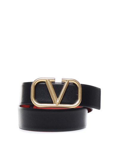 Valentino Garavani Vlogo Reversible Belt In Black