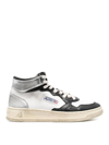 Autry Super Vintage Distressed Leather High-top Sneaker In White