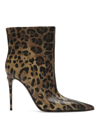 Dolce & Gabbana Women's 105mm Leopard Leather Booties In Brown