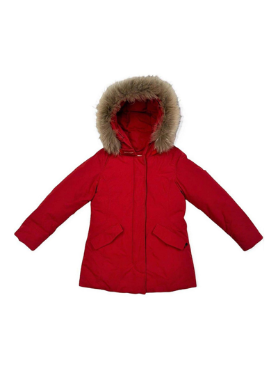 Woolrich Kids' Parka With Hood And Fur In Red