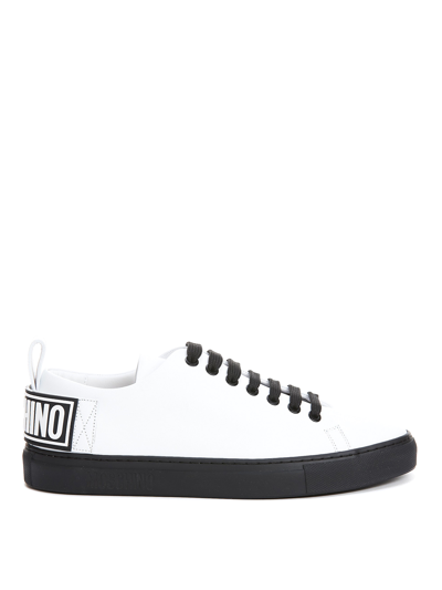Moschino Rear Rubber Logo Sneakers In White