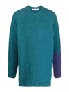 Off-white Funky Chunky Longline Wool & Alpaca Crewneck Sweater In Blue