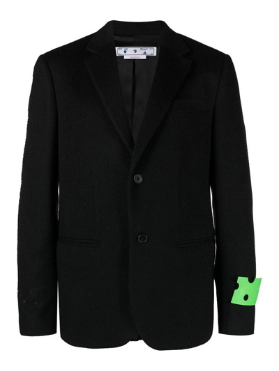 Off-white Hands Off Single-breasted Blazer In Black