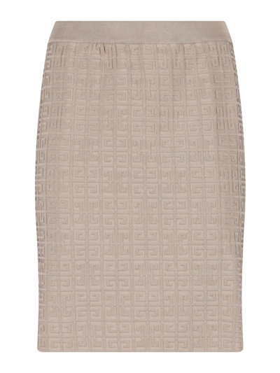 Givenchy Logo Pencil Skirt In Marrón Topo