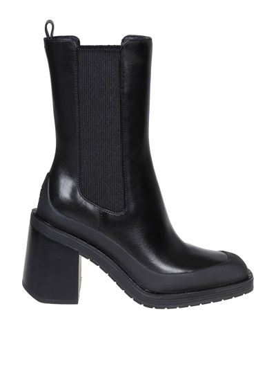 Tory Burch Leather Ankle Boots In Black