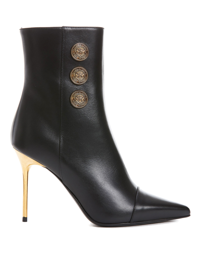 Balmain Roni Leather Ankle Boots In Black