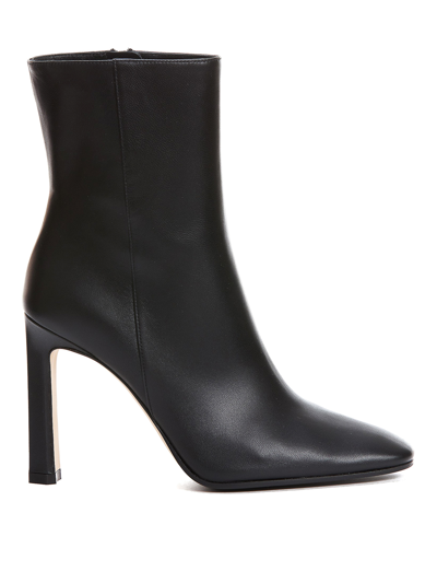 Sergio Rossi Leather Zip Ankle Booties In Black