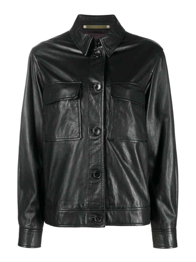 Paul Smith Ps Button-up Leather Shirt Jacket In Black