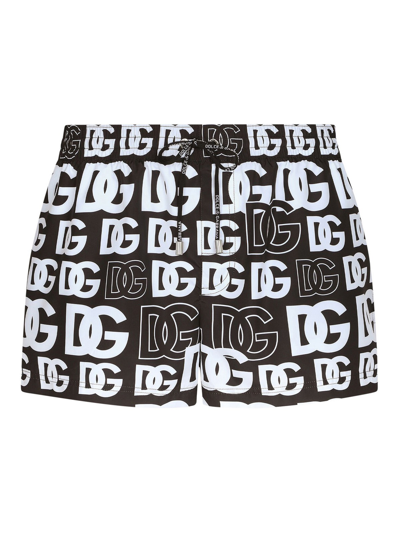 Dolce & Gabbana Logo-print Swim Shorts In Black