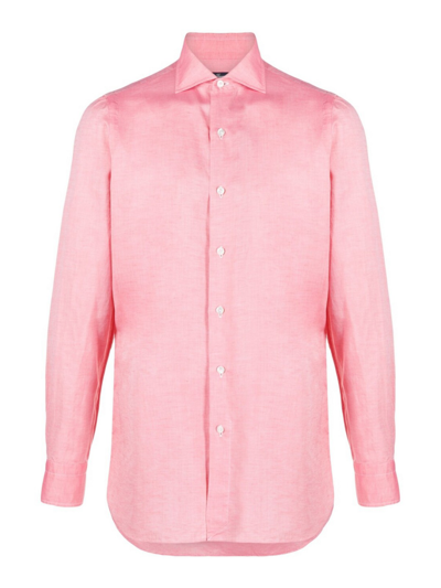 Finamore 1925 Plain Long-sleeve Shirt In Rojo