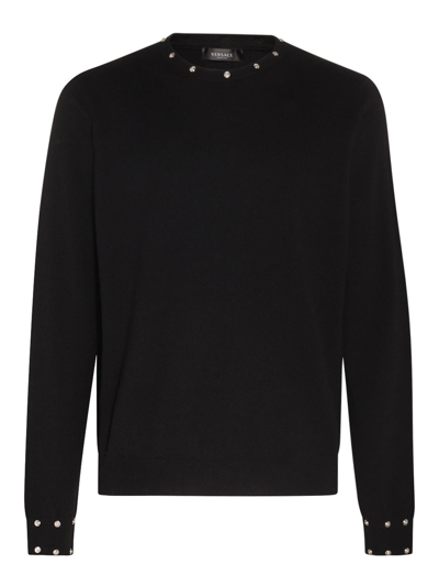 Versace Studded Crew-neck Jumper In Black