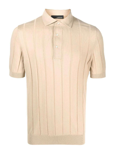 Lardini Ribbed Polo In Beige