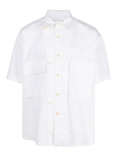 Sacai Flap-pockets Short-sleeved Shirt In White