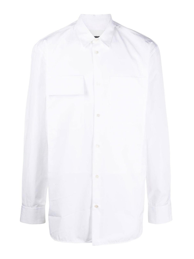 Jil Sander Long Sleeve Button-up Shirt In Gris Claro