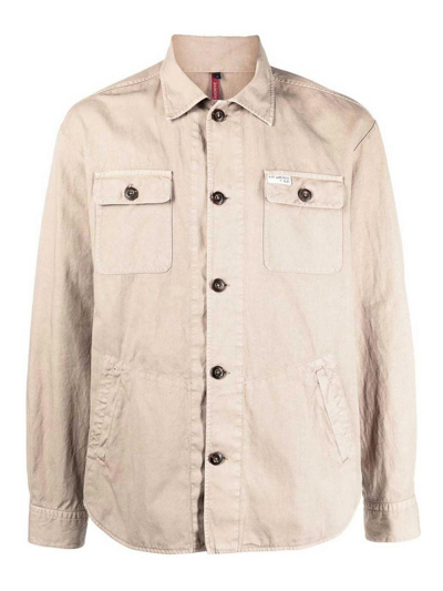 Fay Buttoned Long-sleeved Shirt Shirt In Beige