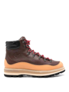 Moncler Peka Trek Leather Hiking Boots In Brown