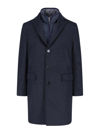 Fay Single-breasted Coat In Blue