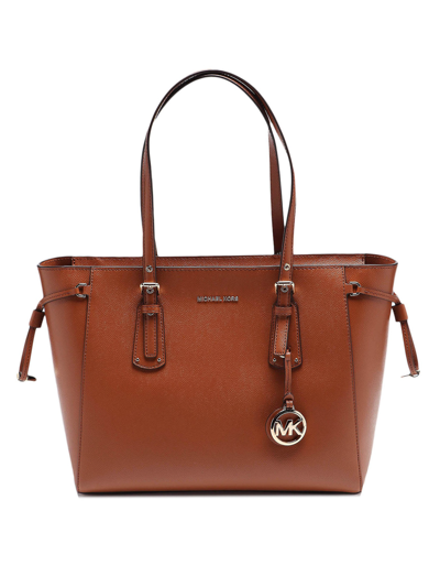 Michael Kors Voyager Leather Medium Tote In Brown