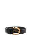 FERRAGAMO HAMMERED LEATHER BELT WITH GOLD-TONE BUCKLE