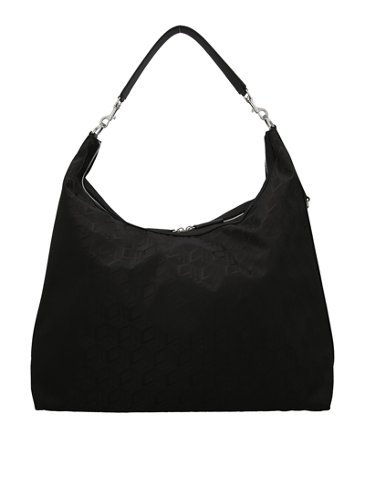 Mcm Aren Jacquard Zipped Hobo Bag In Black