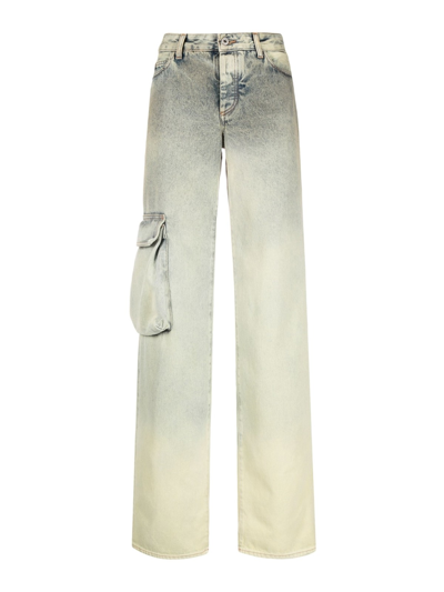 Off-white Mid Rise Denim Cotton Jeans In Green