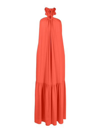 Erika Cavallini Silk Blend Long Dress In Red