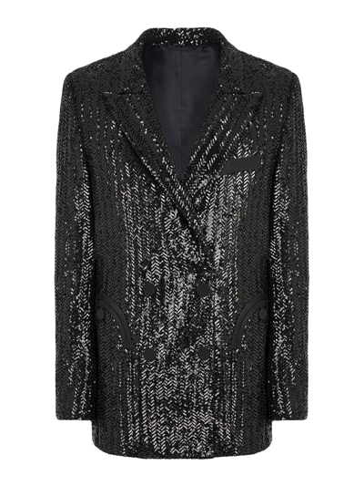 Blazé Milano All About You Everynight Sequined Blazer In Black
