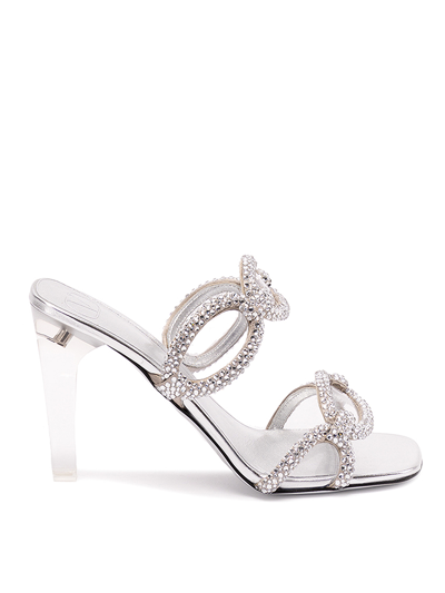 Valentino Garavani Chain 1967 10 Crystal-embellished Mules In Silver