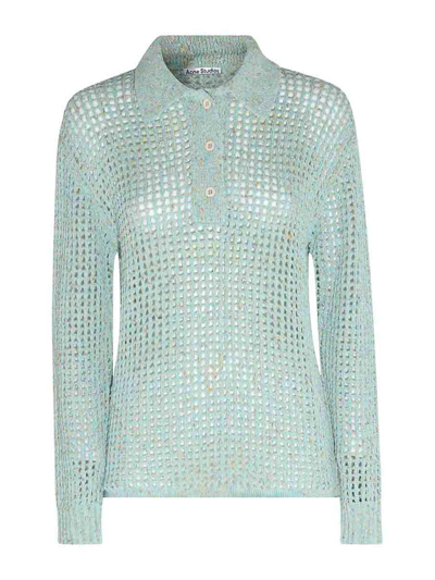 Acne Studios Open-knit Cotton-blend Sweater In Light Blue