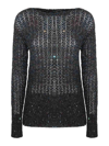 Maison Margiela Dark Blue Battered Sequin Knit Top In Blue