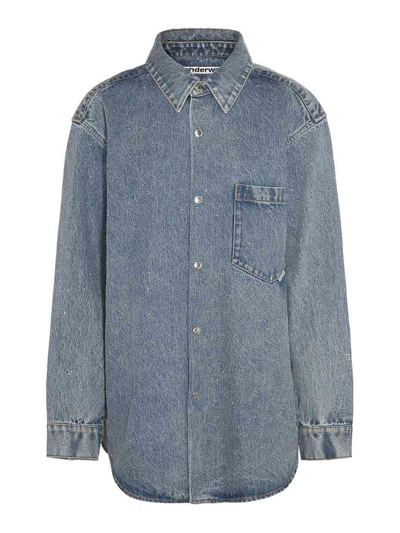 Alexander Wang Vintage Light Indigo Denim Jeans Shirt In Blue