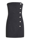 ALESSANDRA RICH BLACK AND SILVER-TONE WOOL BLEND DRESS