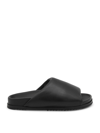 RICK OWENS BLACK LEATHER FLATS