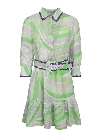 Mc2 Saint Barth Patterned Daisi Dress In Green