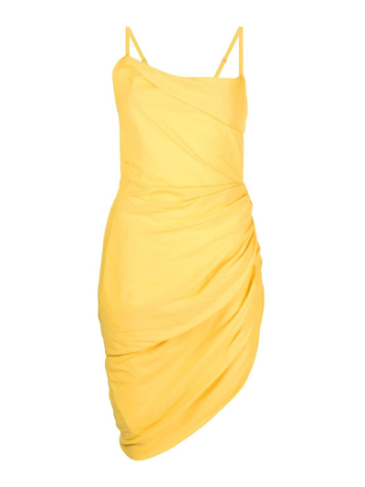 Jacquemus Women's La Robe Saudade Draped Mini Dress In Yellow