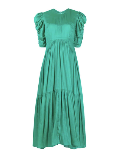 Isabel Marant Bealisa Open-back Ruched Cotton And Silk-blend Crepon Midi Dress In Green