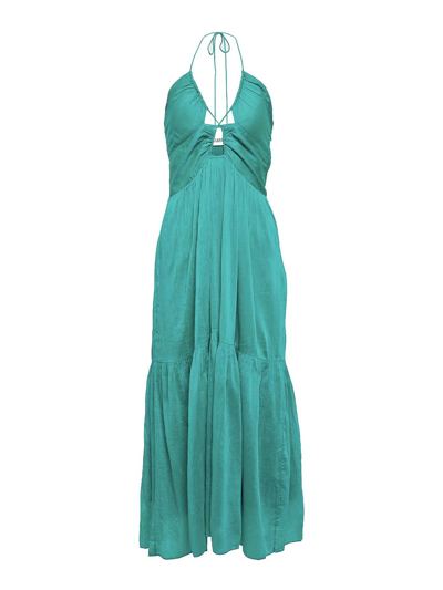 Isabel Marant Birona Keyhole Halter Tiered Midi Dress In Green