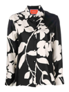 La Doublej Silk Model Floral Print T-shirt In Black