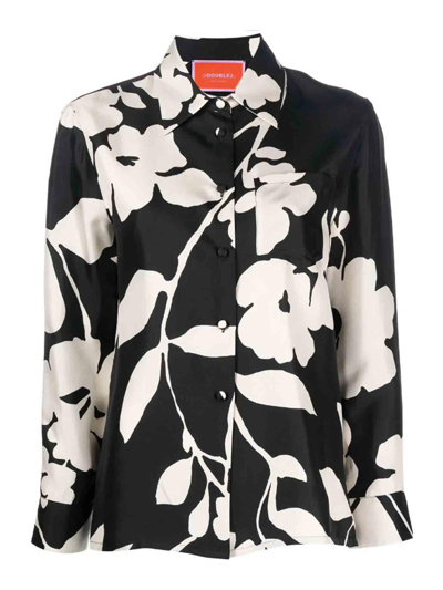 La Doublej Boy Floral-print Silk Shirt In Black