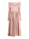 Philosophy Di Lorenzo Serafini Draped Waist Off-shoulder Midi Dress In Rosado