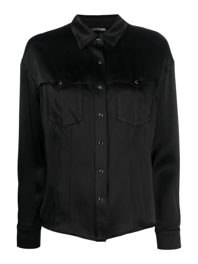 Tom Ford Satin Shirt In Black