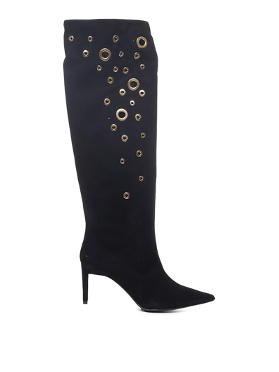 Pinko Lether Hight Boots In Black