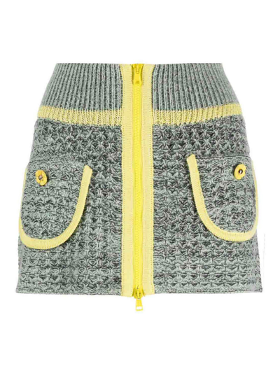 Cormio Knit Mini Skirt With Front Zipper In Yellow