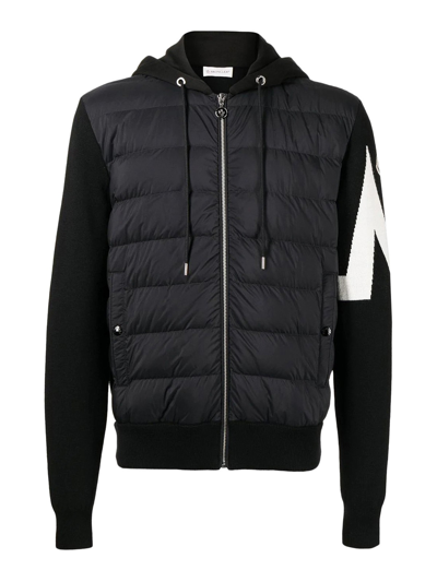 Moncler Front Padded Cardigan In Black