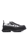 Alexander Mcqueen Men's Tread Slick Leather Low-top Sneakers In Negro