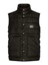 Dolce & Gabbana Gilet Nylon Con Placca Logata In Black