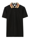 Burberry Cody Polo Shirt With Check Collar In Blue
