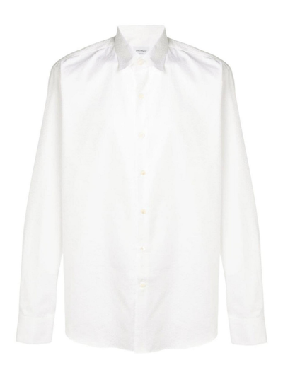 Ferragamo Cotton Shirt In Blanco