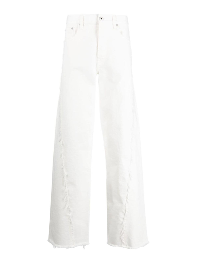 Lanvin Distressed-detail Wide-leg Jeans In White